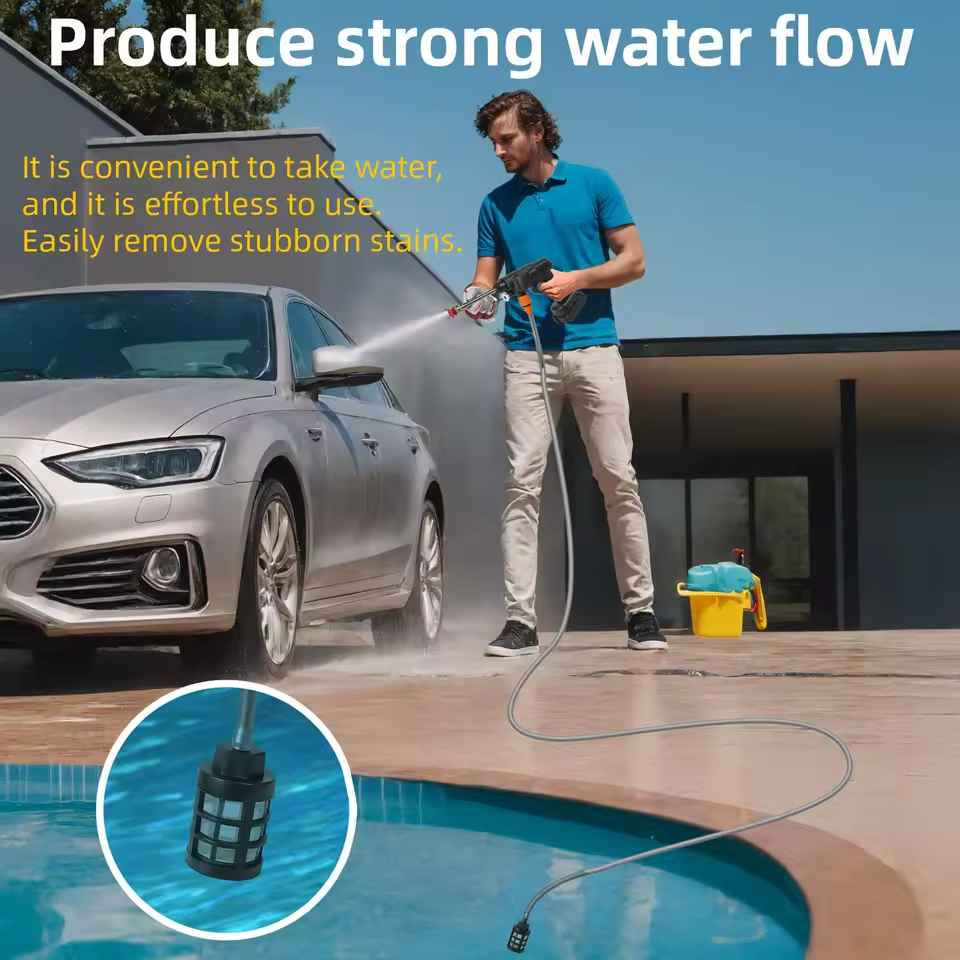 pistola de alta presión portátil LAVAJET™ | limpieza de autos con pistola a batería | boquilla ajustable para chorro de agua | hidrolavadora portátil inalámbrica | pistola de limpieza con doble batería recargable | uso de pistola LAVAJET en muebles de jardín | equipo de limpieza de alta presión para exteriores | pistola LAVAJET con depósito de agua