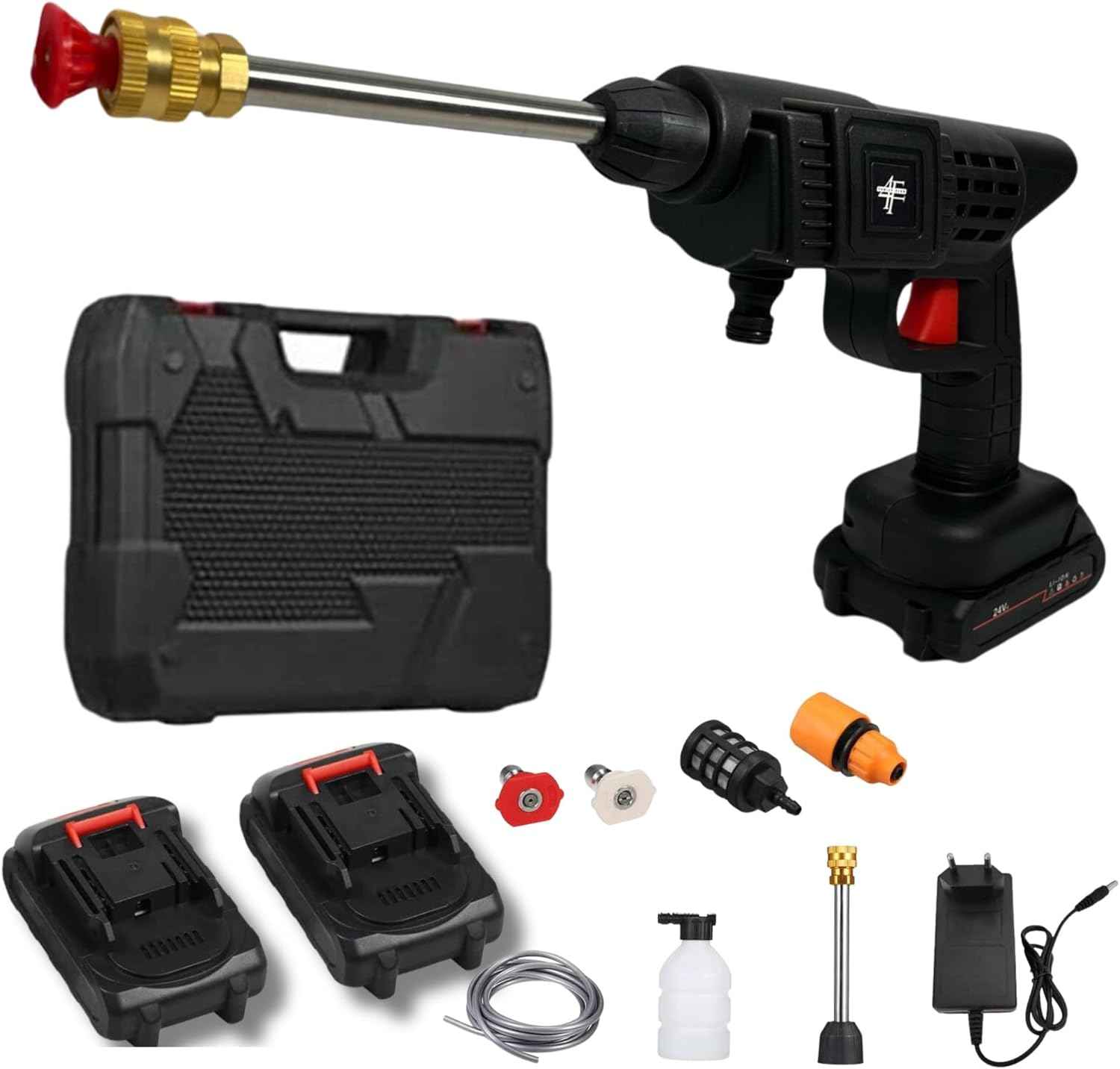 pistola de alta presión portátil LAVAJET™ | limpieza de autos con pistola a batería | boquilla ajustable para chorro de agua | hidrolavadora portátil inalámbrica | pistola de limpieza con doble batería recargable | uso de pistola LAVAJET en muebles de jardín | equipo de limpieza de alta presión para exteriores | pistola LAVAJET con depósito de agua